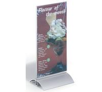 Expositor de sobremesa acrílico con pie de aluminio DURABLE, 1/3 DIN A4, H x A x P 237 x 107 x 85 mm