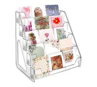 Expositor de tarjetas | Soporte vertical acrílico de 5 niveles, estante transparente para colección de postales - para organización, mesa, escritorio, cabina, postales en casa