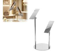 Expositor De Zapatos De Acero Inoxidable De Doble Cabezal, Estante Elevador De Metal Ajustable con Base Redonda, Soporte Giratorio Comercial para Organización del Hogar(B Silver,5 Pack)