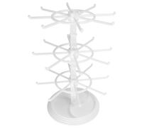 Expositor giratorio de joyas 3 capas, organizador escritorio for pendientes, pulseras, collares y baratijas Para collares, pulseras(White)