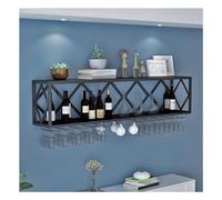 Expositor Industrial montado en la Pared, portavino metálico en la Pared con portacristales, Expositor para Botellas de Vino en casa, Barra, Cocina, Comedor (Color: Negro, tamaño: 150x25x40c