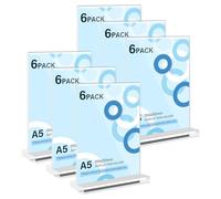 Expositor Metacrilato A5 Porta Menus: 6 Piezas Metacrilato Transparente A5, Soporte Metacrilato A5 de Acrílico, Forma de T con Base, Soporte de Sobremesa A5 Doble Cara para Restaurante Carteles