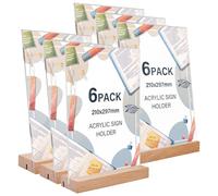 Expositor Metacrilato Metraquilato Transparente A4: 6 Piezas Soporte Metacrilato A4, Metacrilato Transparente, Porta Precios, Soportes de Sobremesa Acrílico para Restaurantes Menú Oficina Documentos