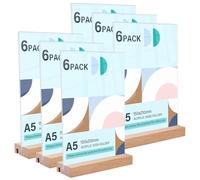 Expositor Metacrilato Metraquilato Transparente A5: 6 Piezas Soporte Metacrilato A5, Metacrilato Transparente, Porta Precios, Soportes de Sobremesa Acrílico para Menú Restaurantes Oficina Documentos