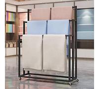 Expositor Metálico Para Bufandas Con Ruedas Giratorias De 360°, Organizador De Bufandas Multicapa, Ideal Para Exhibiciones En Boutiques, Comercios Y Hogares(Black,80x40x150cm)