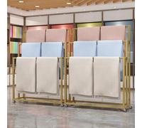 Expositor Metálico Para Bufandas Con Ruedas Giratorias De 360°, Organizador De Bufandas Multicapa, Ideal Para Exhibiciones En Boutiques, Comercios Y Hogares(Gold,80x40x150cm)