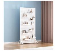 Expositor Metálico Para Tablero Perforado Con 20 Ganchos Y Ruedas, Tablero Perforado De Pie, Organizador Independiente Para Manualidades Con Base En T, Ideal Para El Hogar(Blanco,60x40x120 cm)