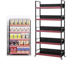 Expositor móvil multicapa con ruedas para aperitivos, bebidas, almacenamiento de medicamentos en supermercados y tiendas