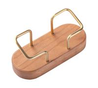 Expositor Para Tarjetas De Visita - Soporte Organizador De Nombres De Escritorio De Madera De 12 Cm, Soporte Para Estante De Oficina De Lujo, Base De Metal De Nogal De Haya | Elegante Accesorio De Net