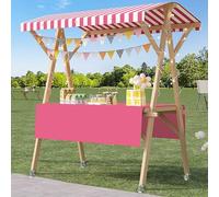 Expositor Plegable Para Puestos De Mercado, Carritos De Madera Con Ruedas, Fácil De Montar, Ideal Para Eventos Y Venta Ambulante(Pink,S)