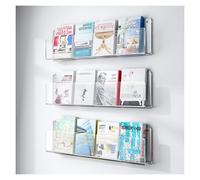 Expositor Revistas 3 Paquetes Soporte de pared Revistero Acrílico Expositor de Literatura, Organizador de folletos para sala de espera Estantería colgante, Álbum de periódicos(Clear,L 120cm/47.2in)