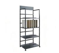 Expositor Rodante Para Azulejos, Soporte Metálico De 4 Niveles Con Ruedas Para Muestras De Piedra, Organizador Para Exhibición De Baldosas De Mármol Para Salas De Exposición(Black,40x35x155cm)