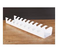 Expositor universal de azulejos acrílico con ascensores transparente con ranuras para panel de solución de almacenamiento (blanco, 80 x 13 x 7,5 cm)