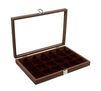 expositora de de 24 rejillas, organizador de madera a prueba | Caja de exhibición de cristal de 24 rejillas, organizador de madera, tapa de vidrio a prueba de polvo