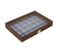 expositora de roca con tapa de , 24 rejillas, interior de | Caja de exhibición de la colección de piedras preciosas para escritorio, sala de estudio, aula, educación geológica
