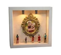 Expositora de Siluetas Mini Museo,Marcos en Miniatura de Color Dorado y Figuritas de Recuerdo | Mini Expositor DIY | para Bodas, San Valentín, días Festivos y Celebraciones Especiales