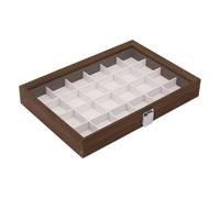 expositora Rock con 24 rejillas interiores de terciopelo protector a | Caja de exhibición de la colección de piedras preciosas para escritorio, sala de estudio, aula, educación geológica al aire