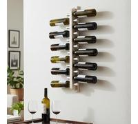 Expovinalia Botellero de Madera de Pino Macizo para Colgar Capacidad para 12 Botellas de Vino Mueble para Pared Tipo Wine Rack 85 x 8 x 8 cm Blanco Rústico