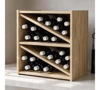 Expovinalia Botellero de Madera para 24 Botellas - Pino Macizo Color Roble Claro, YA MONTADO Listo para Usar - Vinoteca Mueble Soporte de Vino para Cocina, Salón y Bodega - 48 x 50 x 35 cm