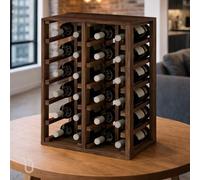 Expovinalia Botellero Vino Vertical para 24 Botellas en Madera de Pino Macizo Mueble Tipo Wine Rack Garrafeira para Vineras 65 x 46 x 32 cm Blanco