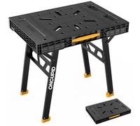 Express - Banco de Trabajo Plegable 2 en 1, Mesa de Trabajo Plegable portátil y Caballete, 34 Pulgadas de Ancho x 25 Pulgadas de Profundidad x 32 Pulgadas de Alto, Mesa de Trabajo Ligera y versátil