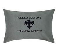 EXPRESS-STICKEREI Cojines sofá con Relleno Incluido: Almohada con la Frase Would You Like to Know More? para fanáticos de Starship Troopers. Tamaño 40x60cm, en Elegante Gris
