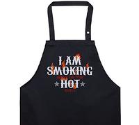 EXPRESS-STICKEREI Delantal cocina hombres con divertido mensaje I'M SMOKING HOT Ajustable, perfecto para amantes del asado y regalo de cumpleaños para el maestro parrillero
