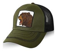 EXPRESS-STICKEREI Gorra de camionero con oso pardo - The Farm - Gorra de malla ajustable Gorra deportiva Urban Basecap - Brown Bear Gorra de béisbol con cierre - Talla única, verde, Talla única