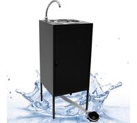Express Water Noir Plus, Fregadero para Lavabo, Portátil Autónomo Transportable, con Depósito de Agua, en Acero Inoxidable, con Control por Pedal con Kit de Agua Caliente, Certificado