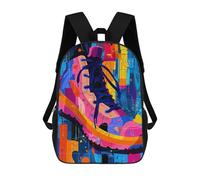 Expressionist Geometry Sneaker - Vibrant Abstract Street Art Mochila Escolar Infantil Impresa En 3D Para Niños, Mochilas De Viaje De Alta Capacidad, Bolsas Para Libros, Mochila Escolar Infantil 17inch