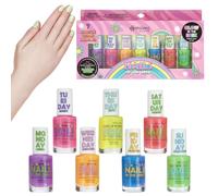 Expressions 7pc Nails Of The Week Kit - Colorful Nail Polish Set For Girls - Assorted Glow In The Dark Nail Polishes, Water-Based Nail Polish, Safe an