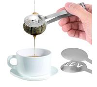 Exprimidor de bolsas de té con forma de cuchara, soporte redondo de acero inoxidable para bolsitas de té