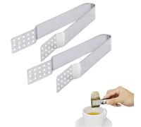 Exprimidor de Bolsas de Té de Acero Inoxidable, 2 Piezas Colador de Bolsitas de Té de Mini Pinzas para Té Suelto Cogedor de Bolsas de Té de Mango Largo Pinzas para Exprimidor Bolsas de Té