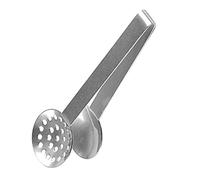 Exprimidor de bolsitas de té de acero inoxidable, pinzas para bolsitas de té, rebanadoras de limón, clip colador con mango largo (plateado)