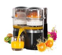 Exprimidor de cítricos doble, exprimidor eléctrico portátil de dos cabezales, cortador de cítricos integrado, exprimidor eléctrico de frutas, exprimidor automático, operación con un solo toque(Black)