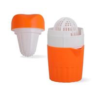 Exprimidor de Cítricos - Exprimidor de Limón 18 x 10 x 10 cm - Plástico - Extractor Manual con Recipiente para Jugo - Para Limones, Naranjas, Limones Verdes y Más (Naranja)