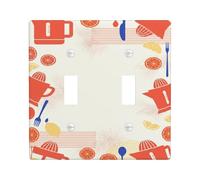 Exprimidor de cocina con doble luz para interruptor de luz, cuchara de taza moderna de plástico rojo de verano, platos decorativos de pared para sala de estar, dormitorio, decoración de oficina en