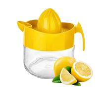 Exprimidor de limón de cristal, exprimidor pequeño de pomelo y cítricos, extractor manual de mano con mango y boquilla de vertido, sin BPA y sin plomo, vidrio transparente pesado, 10.5 onzas