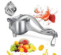 Exprimidor de limón de mano, exprimidor de acero inoxidable con clip de alimentos y 30 bolsas de exprimido, herramienta manual con filtro para frutas cítricas, naranja y granada