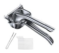 Exprimidor de limón Exprimidor manual multiusos portátil con 10 bolsas de filtro y pinzas para alimentos para exprimir limas, naranjas y limones, jugo