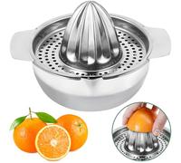 Exprimidor de limones de acero inoxidable, apto para lavavajillas, exprimidor para limones, limas, naranjas y pomelos con recipiente de 400 ml, exprimidor de cítricos de calidad profesional