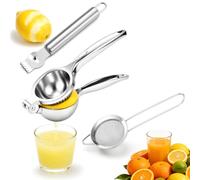 Exprimidor de limones de acero inoxidable, exprimidor manual de 7 cm | Exprimidor profesional y exprimidor de cítricos, para limones, naranjas, limas, granadas, prensa manual resistente