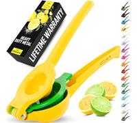 Exprimidor de Limones Manual 2 en 1 Zulay Metal - Robusto, Máxima Extracción - Obtén Hasta la Última Gota - Fácil de Limpiar - Fácil de Usar - Amarillo/Verde