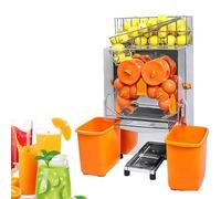 Exprimidor de naranja comercial, extractor automático de jugo de 120 W, exprimidor de acero inoxidable para 20 naranjas por minuto, con caja de filtro extraíble y cubierta de policarbonato