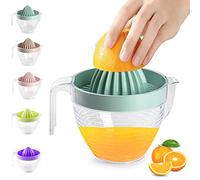 Exprimidor de plástico cítricos limón naranja exprimidor manual de plástico exprimidor de frutas para lima fresca, melón agua, fresa, arándano, uvas jugo saludable (verde menta con jarra transparente)