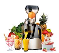 Exprimidor de prensa en frío, máquina de masticación lenta de 300 W con gran canal de alimentación para frutas y verduras enteras, fácil de limpiar, funcionamiento silencioso, alta retención de