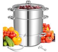 Exprimidor de vapor de frutas, vaporizador de acero inoxidable, frutas y verduras, vaporizador de 11 cuartos con manguera, abrazadera, tapa, mango de anillo, para hacer jugos, jaleas, salsas