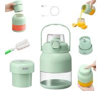 Exprimidor eléctrico de cítricos de 800 ml, con popote y dos tapas, licuadora inalámbrica multifuncional de gran capacidad, recargable, ideal para preparar batidos y congelar alimentos. (green)