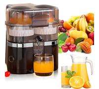 Exprimidor eléctrico de Doble Cabezal, con 8 Dientes y Doble Orificio, Potente Motor de 15000 RPM y Cortador de Fruta Integrado, para limón y Naranja