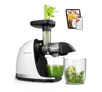 Exprimidor Lento AMZCHEF - Exprimidor Silencioso con Función Reversa para Frutas y Verduras | Incluye Jarra y Cepillo de Limpieza (150 W, Blanco)